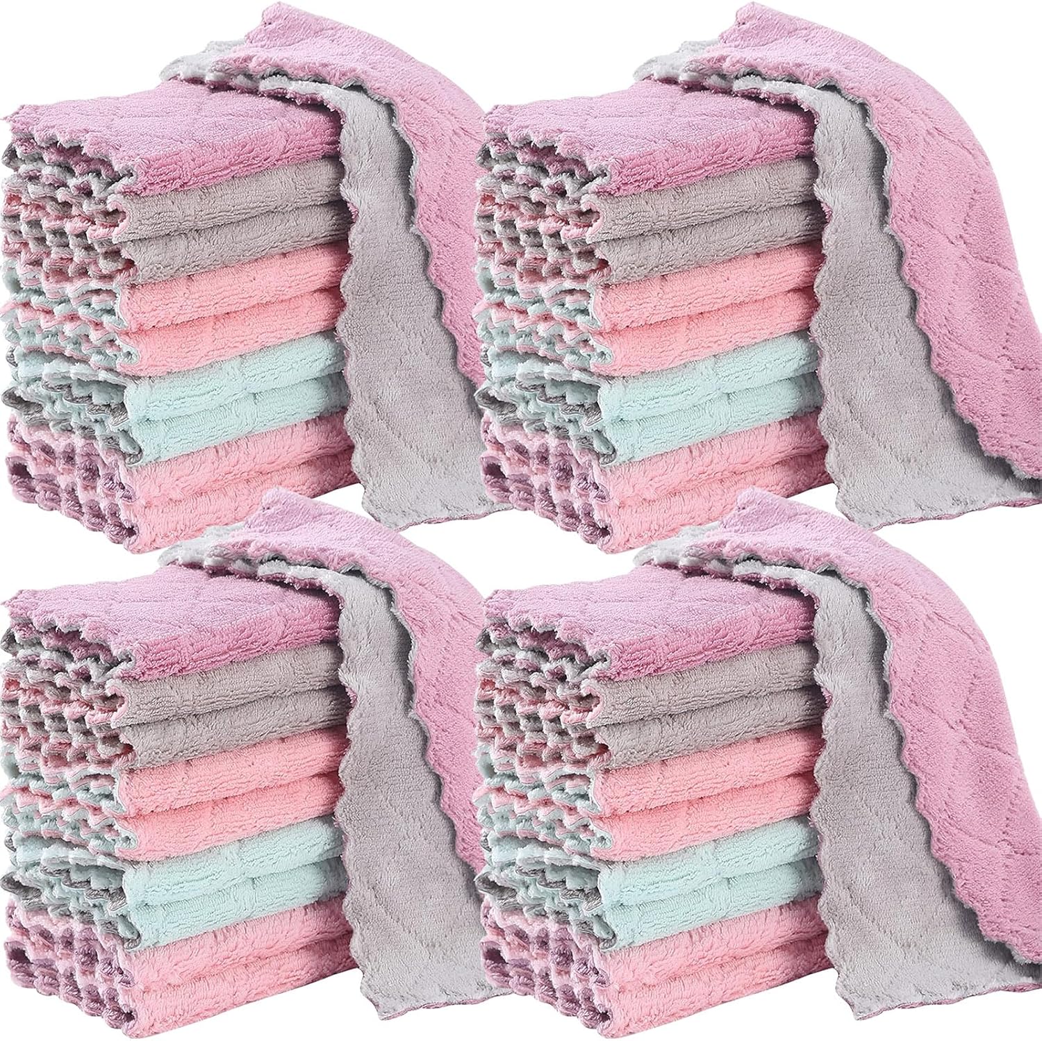 

Super Absorbent Microfiber Towel Kitchen Cleaning Cloth Non-stick Oil Dishcloths Double Layer Washing Cloths Rags Scouring Pads 1PC