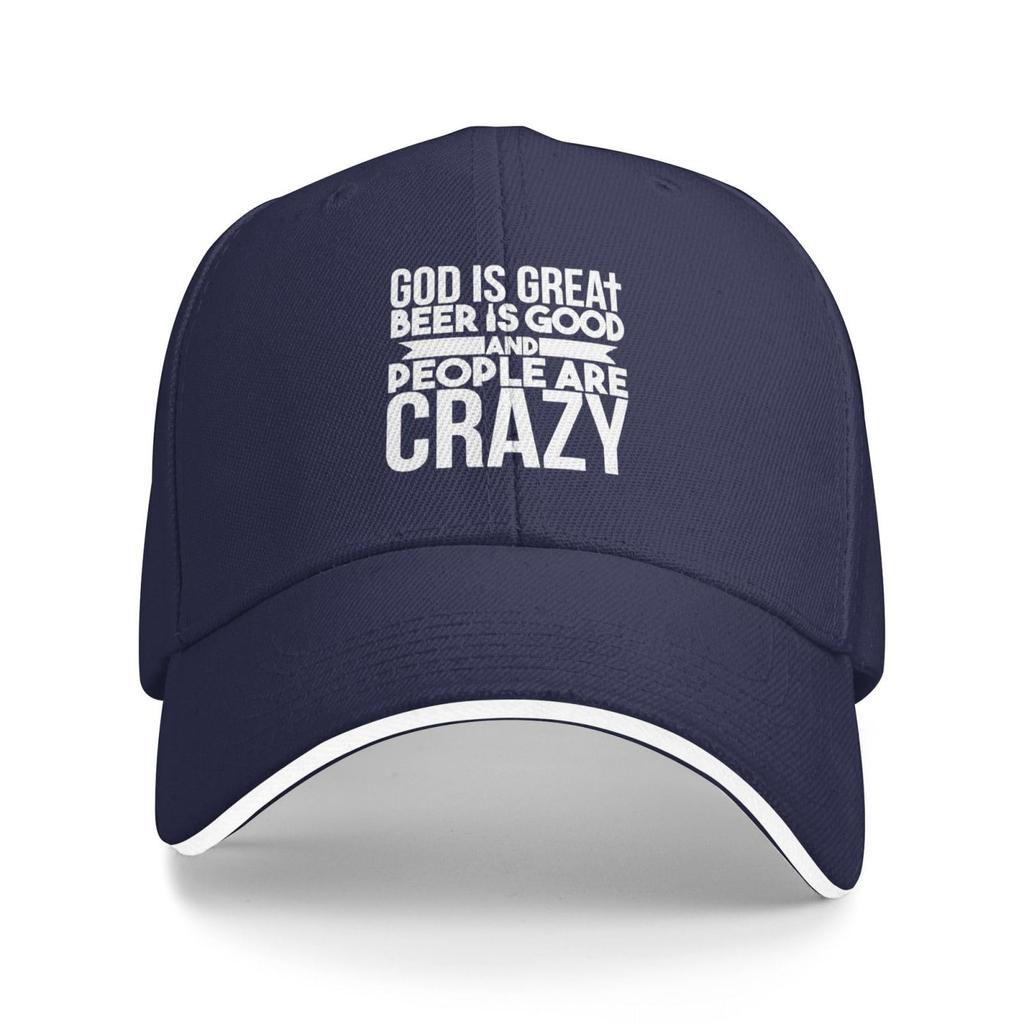 God Is Great Beer Is Good People Are Crazy Sandwich Cap Unisex Adult Baseball Cap Lightweight Hat