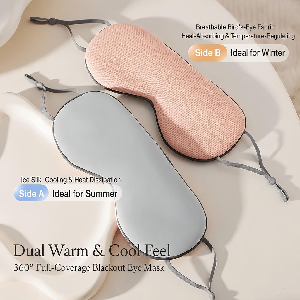1Pc Double-sided Cool and Warm Dual-use Breathable Ice Silk Summer Eye Mask Blocks Light Without Pressing The Eyes Protect Sleep