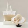Summer Straw Hat And Bag Set With Large Brim For Beach Travel And Sun Protection