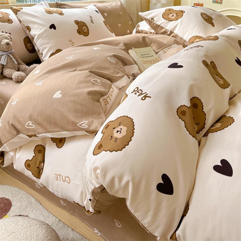 Bedding Four-piece Set, Cotton Pure Cotton Floral Quilt Cover, Bed Sheet Dormitory Three-piece Set