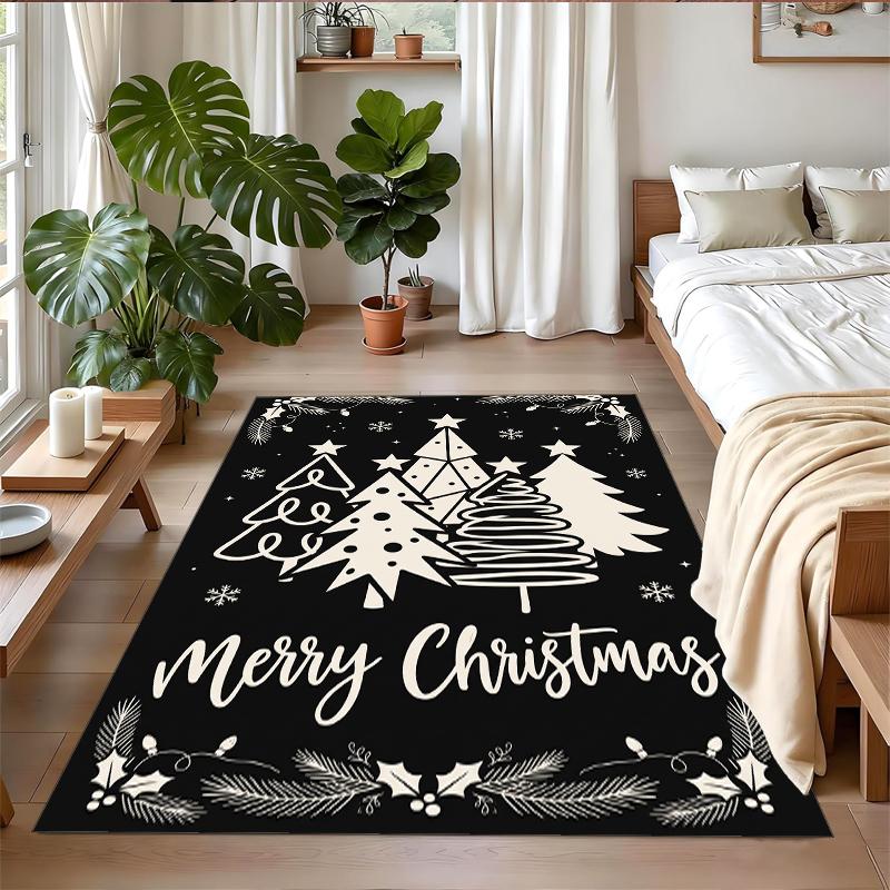 Christmas Printed Square Area Rug Soft Non Slip Floor Carpet For Bedroom Holiday Gift