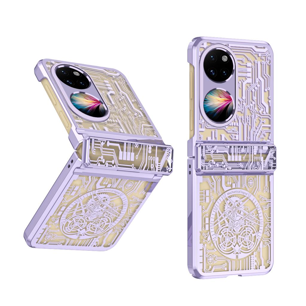 For Huawei P50 Pocket 5G case Mechanical Legend Plating Case for Huawei P50 Pocket Hinge Folding Full protective Phone Cover
