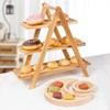 Wooden Three-Tier Tray Stand for Home & Kitchen – Stackable Fruit Dessert Display Organizer