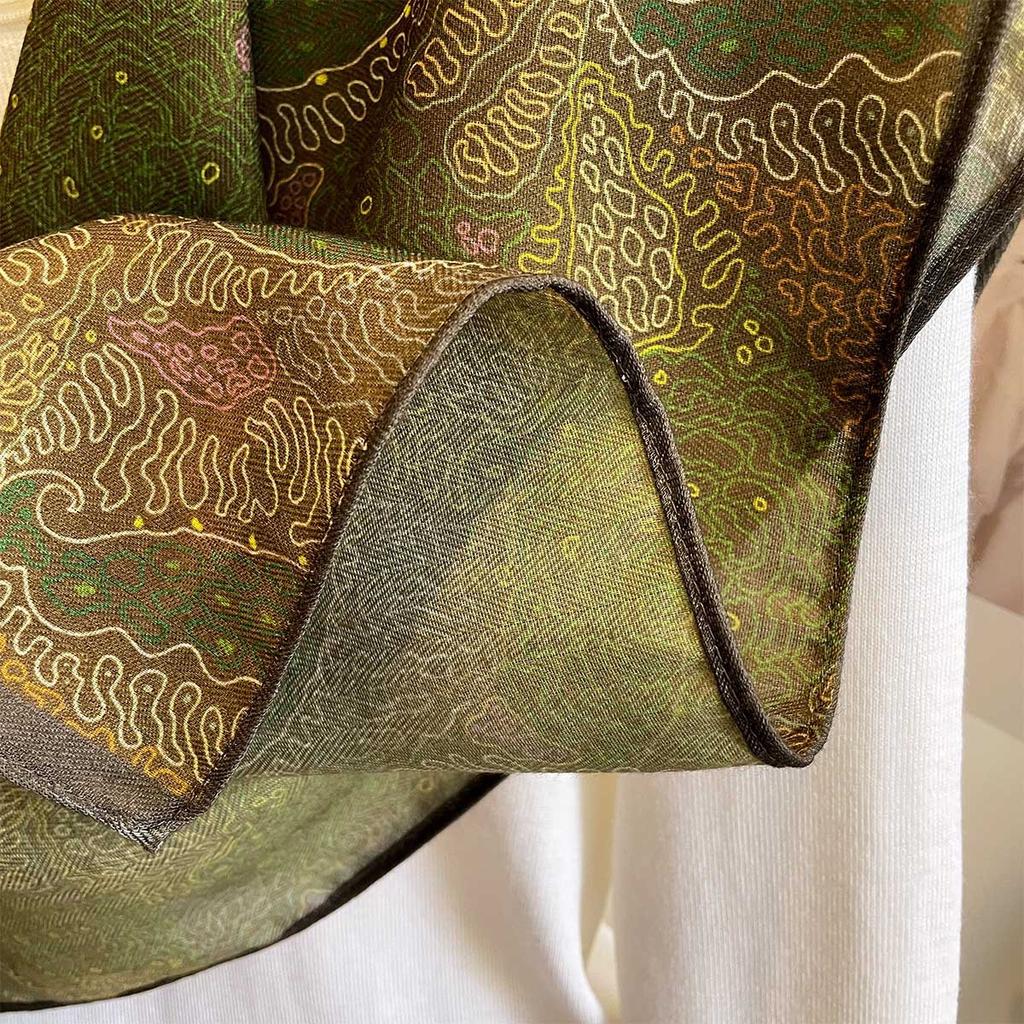 Double-sided heterochrome cotton and linen feel cashew flower medium square scarf women's new Chinese retro style shawl spring and summer versatile si