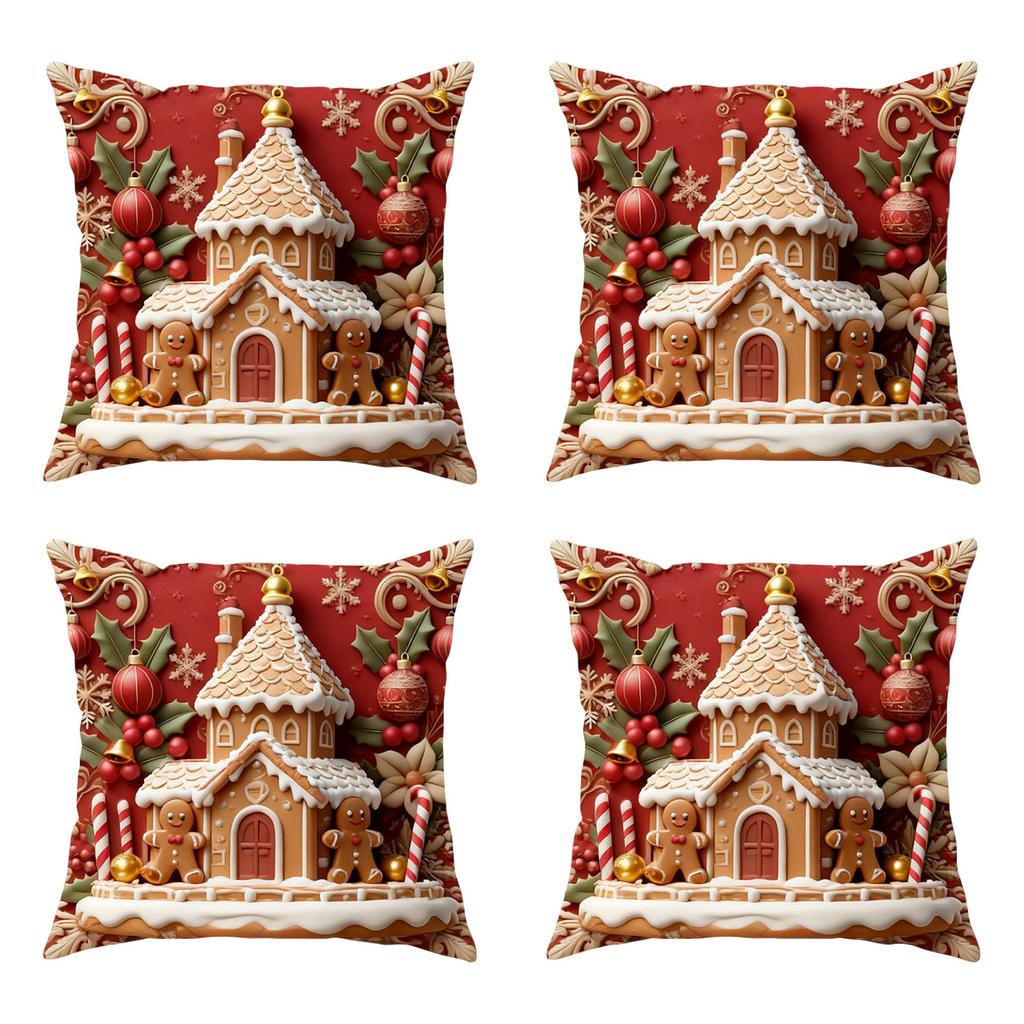 Christmas Throw Pillowcase, Christmas Home Decoration Pillow Cover, Set Of 4