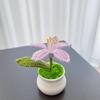 Artificial Knitted Lily Flower Crochet Potted Plants with Pot Handmade Crochet Flowers Mini Hand Woven Plant Table Decor