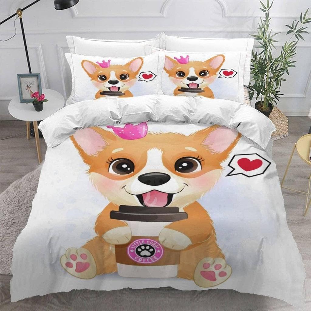 3D Printed Boutique Bedding Set Cartoon Animal 3-Piece Set for Children and Adults Full Size Soft 100% Microfiber Zipper