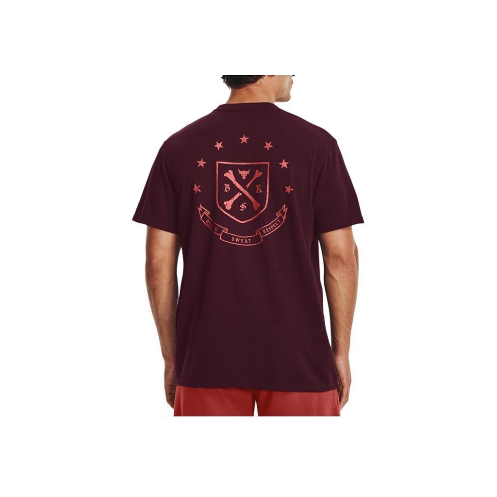 Under Armour Johnson Series Letter Print Training Short Sleeve T-Shirt Men Tops Brown 1379749-600