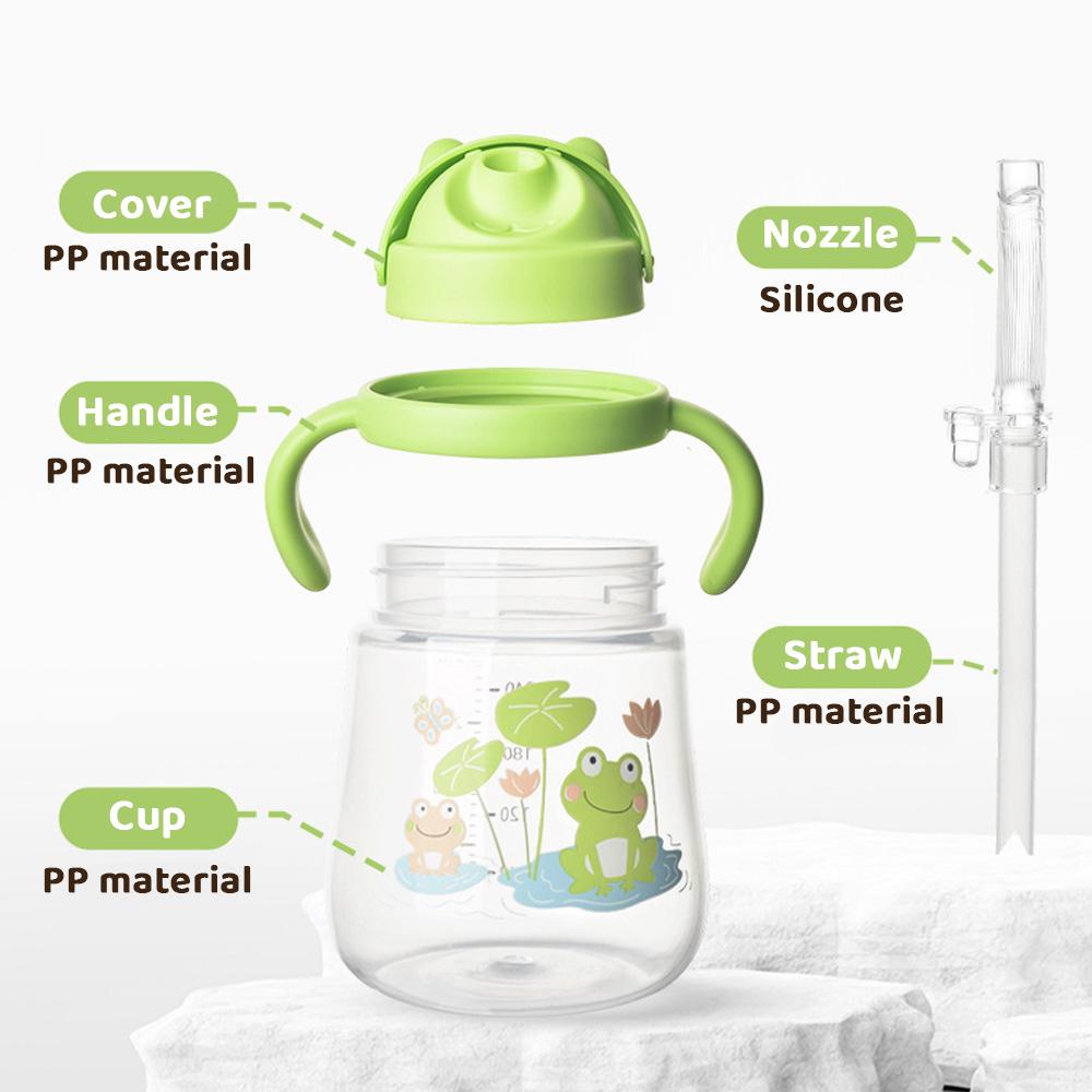 270ML Cute Baby Straw Cup With Double Easy-grip Handle Portable Children Training Drinking Cup Anti-choking Water Cup