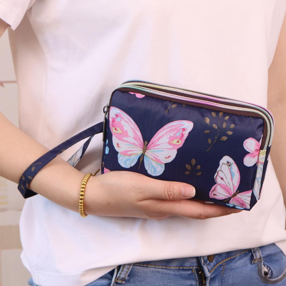 Fashion Small Clutch Women Flower Wallet Canvas Coin Purse Mini Handbag Card Holder Waterproof Makeup Bag Women