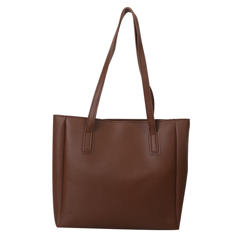 Versatile Pu Leather Tote Bag For Women 2023 Street Style Commuter Shoulder Bag With Inner Pockets