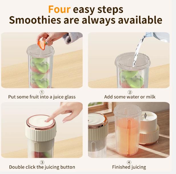 Juice Cup Portable Fruit Juice Blender USB Rechargeable Smoothie Mini 6 Cutter Electric Mini Bottle Summer Home