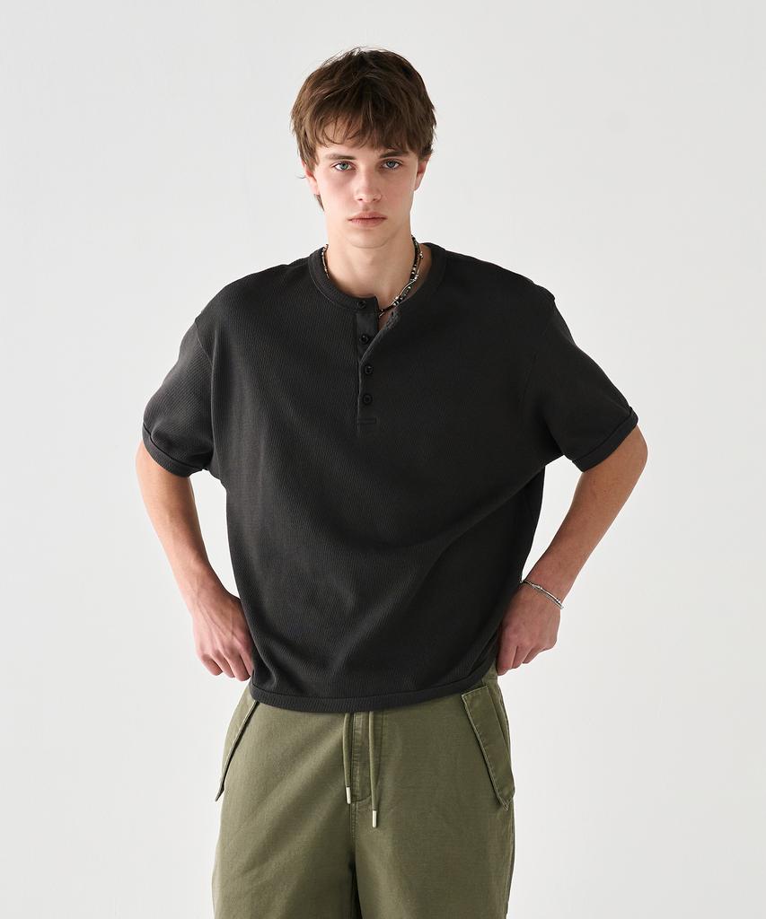 KNOUUN Henley Neck T-Shirt (Charcoal)
