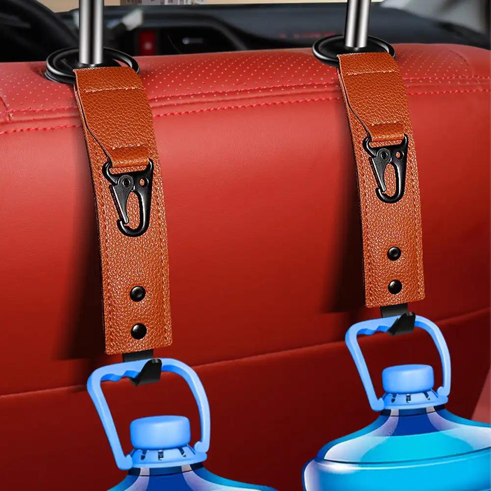 Cârlige din piele PU pentru depozitare auto, clipuri, tetiera scaunului din față, organizator, suport auto, fixare, cârlige, accesorii interioare auto