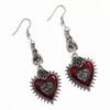 Gothic Punk Red Rose Wings Heart Earrings