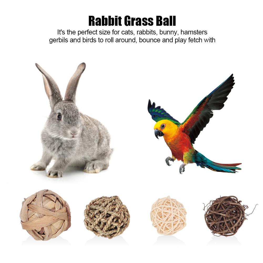4PCS  Pack Bird Parrot Chew Toy Rabbit Bunny Teething Treats Small Animal Grass Ball Sepak Takraw ToysSepak Takraw