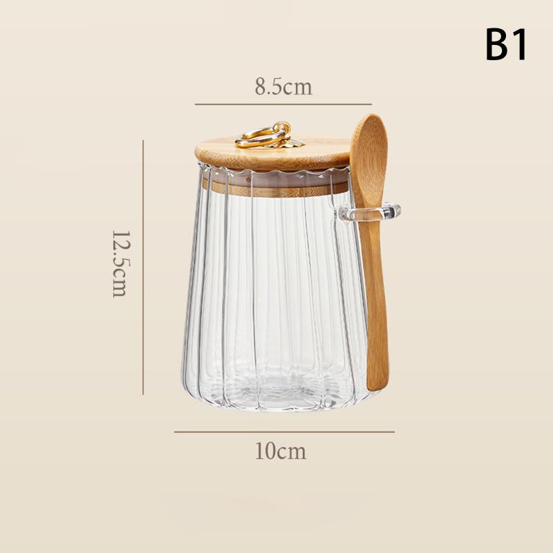 Contenants Alimentaires Hermétiques Pots de Stockage Pot en Verre avec Couvercle et Cuillère Boîte Scellée Boîtes à Sucre Thé Pots à Café Hermétiques Cuisine