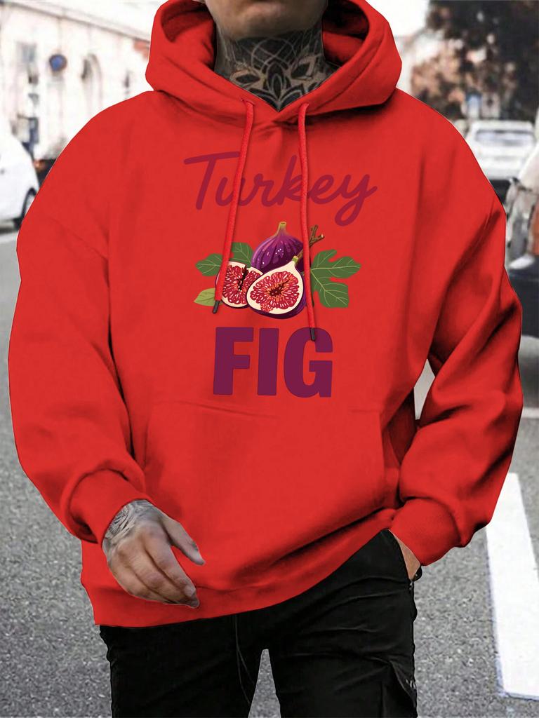 Fresh Turkey Fig Fruit Printing Men Hoody Pocket Loose Man Hoodie Hip Hop Fleece Streetwear All-Match Autumn Male Pullovers