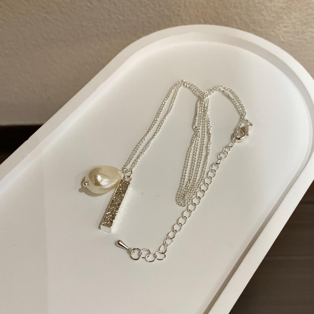 Retro Geometric Long Bar Pearl Clavicle Chain Elegant Neck Jewelry