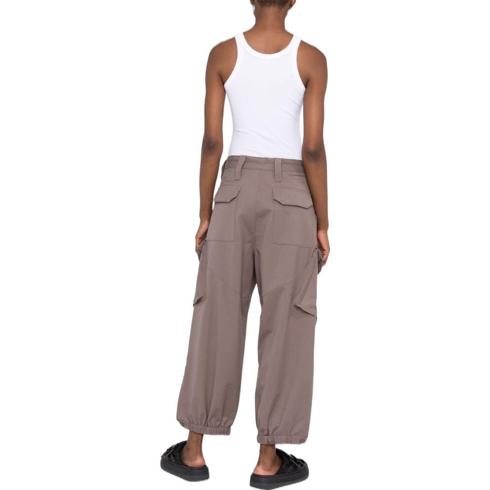 Y-3 FW22 Solid Color Large Pocket Elastic Waist Cargo Pants Women Pants Brown HS7524-TECEAR