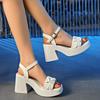 Fashion and Leisure Super Fairy High-heeled Sandals Female 2025 Summer New Roman Wedge Heel Non-slip Outer Wear Increase