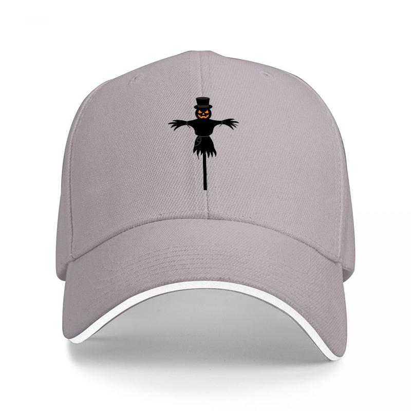 Halloween Scarecrow Logo Black Baseball Cap with Orange Pumpkin Face Design for Unisex and Women Casual Streetwear Hat