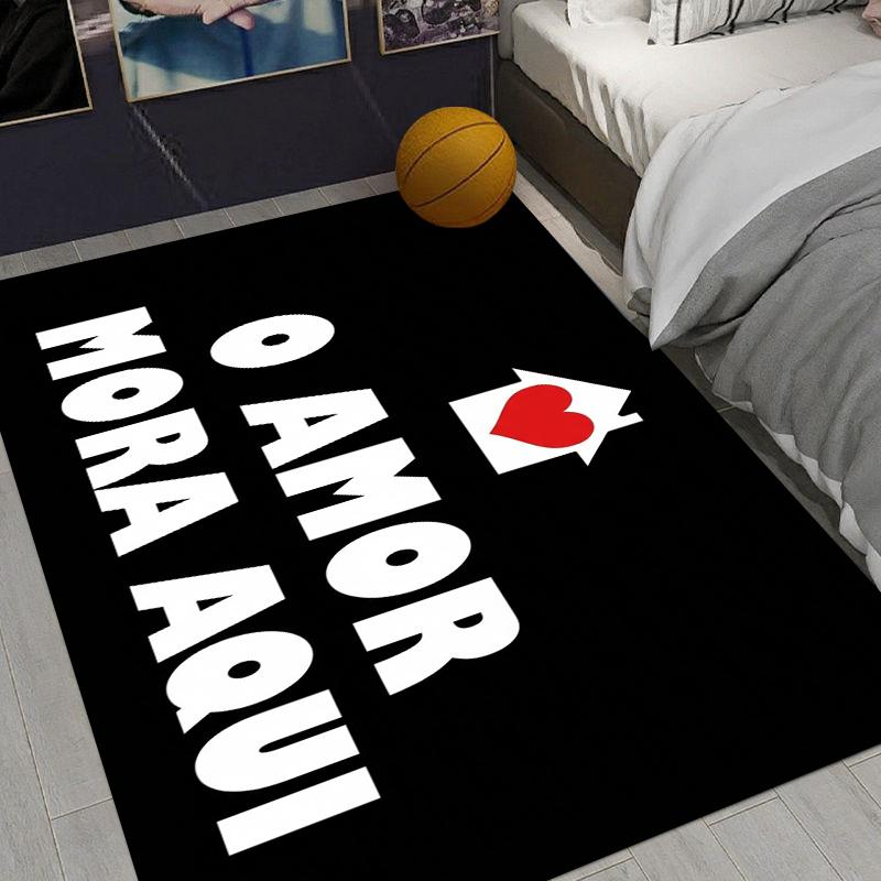 

Portuguese Love Rug O Amor Mora Aqui Entryway Doormat NonSlip Easy Clean Warm Decor Carpet for Living Room Bedroom Pet Friendly 40X60cm