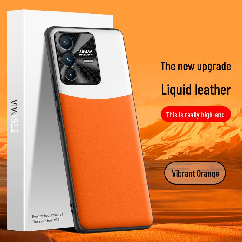 Anti-fall and Anti-fouling Liquid Leather Phone Case for Vivo S12. One-piece Protective Cover Available for Shipping.