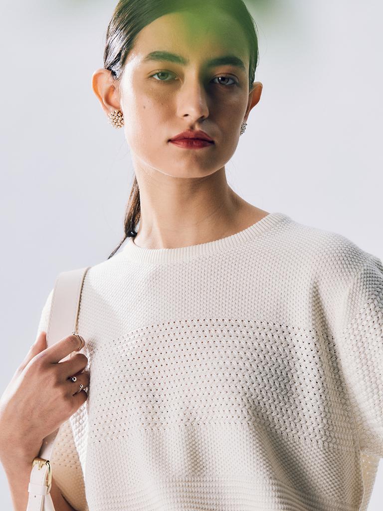 EDWARDMAX Fontana Short-Sleeve Knitwear Cream