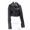 Faux Leather Short Jacket Y2K Turn-down Collar Fashion Botton Decoration PU Coat Grunge Street Casual Coats