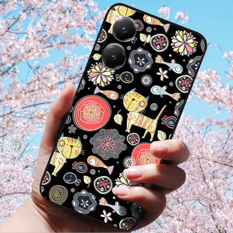 For Xiaomi Poco X7 Pro 3D Relief Flower Emboss Soft Silicone Case Cartoon Painted Back Cover for Poco X7 Pro with 3D Relief Case