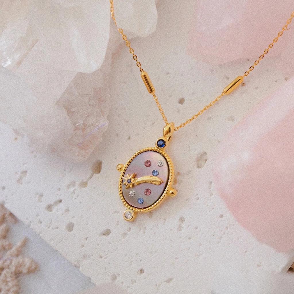 Explosive Korean Starry Sky Necklace, Gemstone Mountain Design, Commuting Stacked With Feminine Light Luxury Accessories