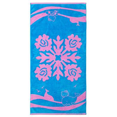 [Kathy Mom Island Style] Bath Towel, Hawaiian Quilt Pattern, Hello Kitty Ocean Series 86104525 Handkerchief for Women 86104525A Blue: Lokelani Approx.