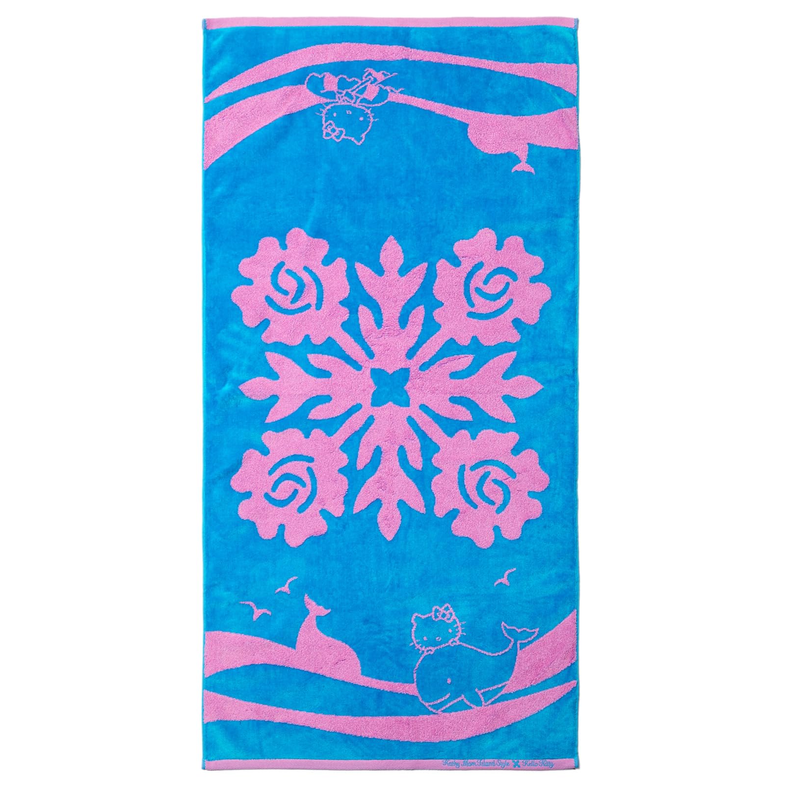 

[Kathy Mom Island Style] Bath Towel, Hawaiian Quilt Pattern, Hello Kitty Ocean Series 86104525 Handkerchief for Women 86104525A Blue: Lokelani Approx.