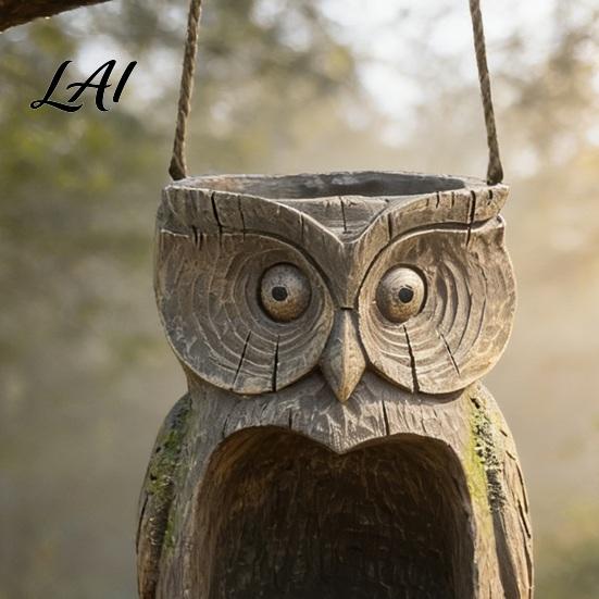 Eule Vogelhäuschen Harz Wetterfest Outdoor Und Pflanzgefäß Naturinspiriert Dekoratives Hängendes für