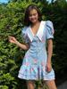 French V-neck Puff Sleeve Summer Dress with Waist-Tightening Print and Ruffle Details for 2025