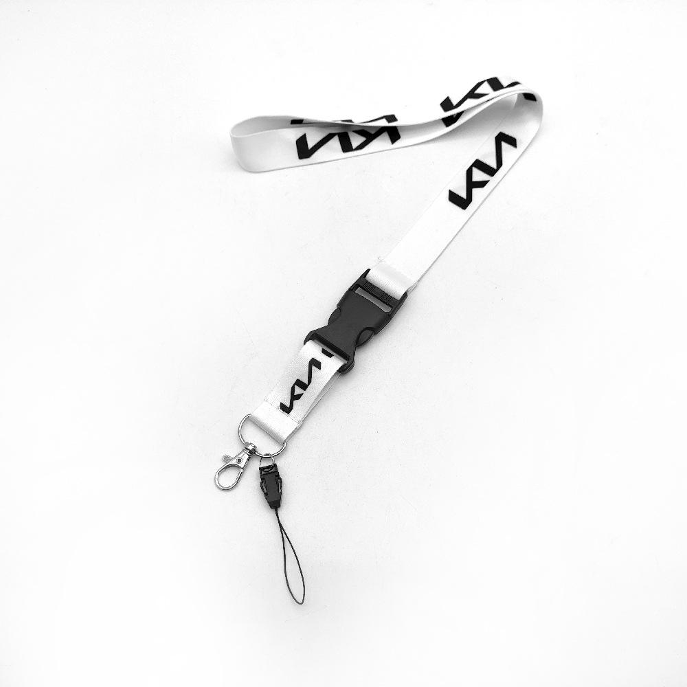 ABCDEK1 Car Keychain Neck Wear ID Card Pass Lanyard Black Nylon Long Keyring Ribbon For KIA KN Ceed Sportage Soul Sorento Optima Picanto