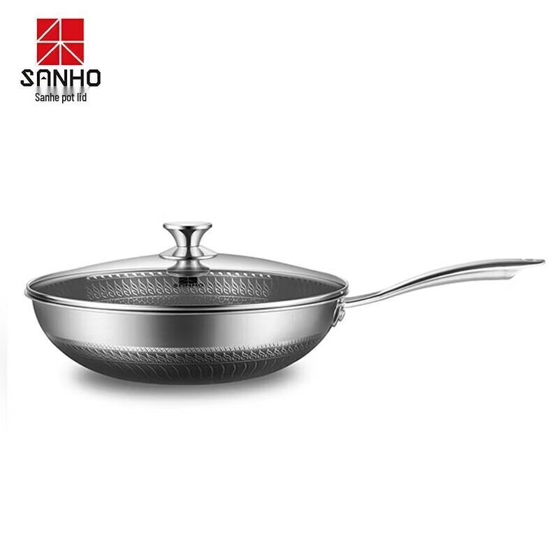 Sanhe 32cm Honeycomb Stainless Steel Non-stick Wok with Lid
