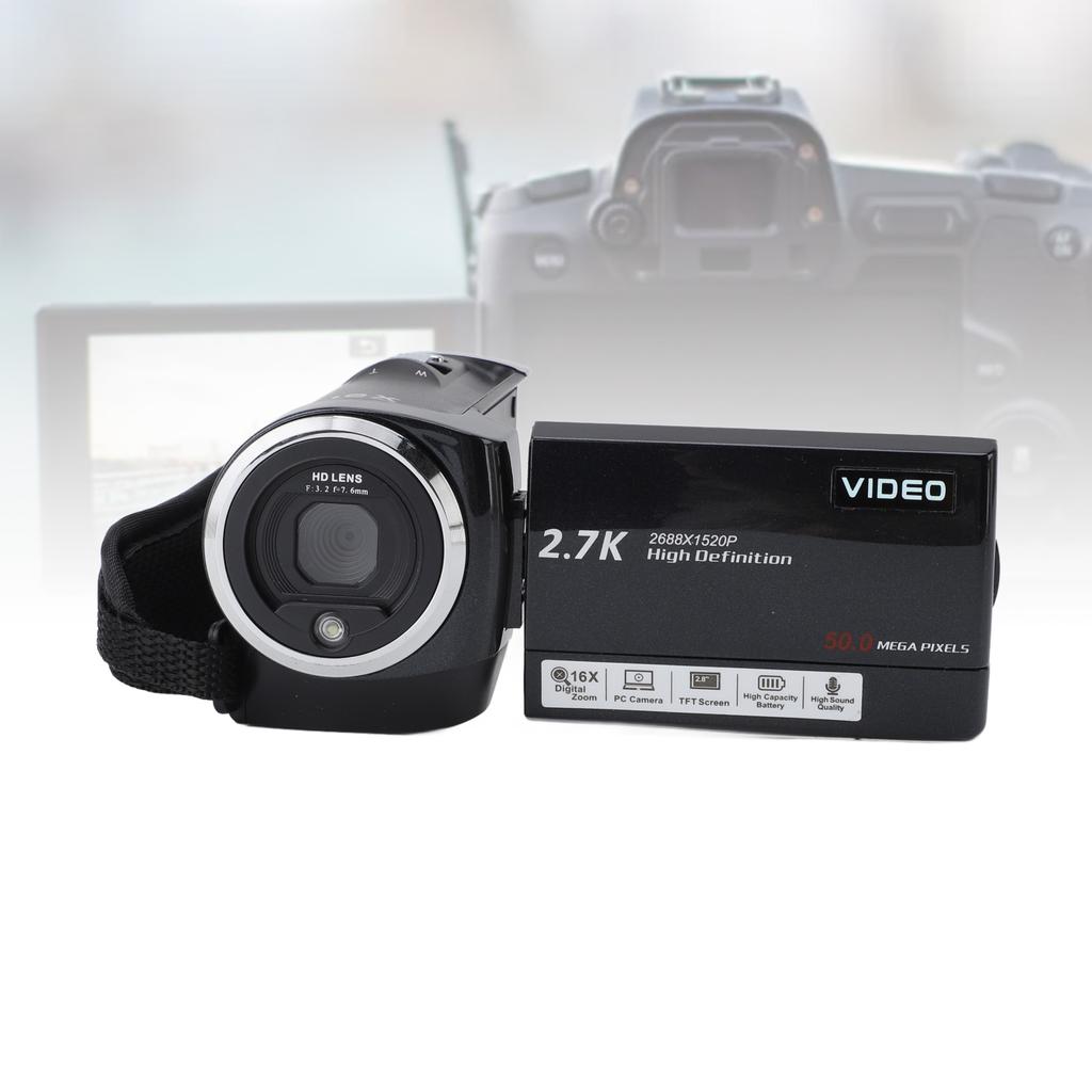 2.7K Camcorder Professional 2.8 Inch Screen HD 50MP 16x Digital Zoom Vlogging Camera for Outdoor Tra