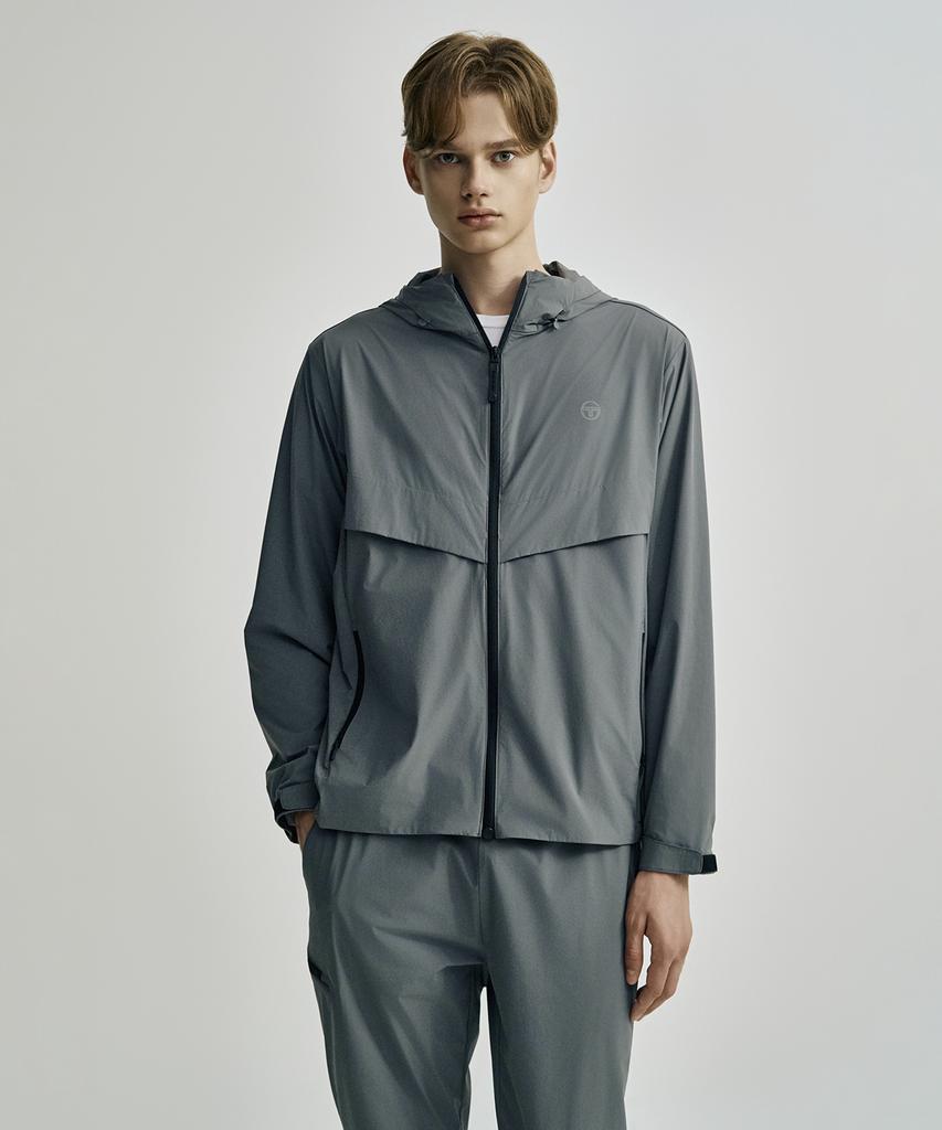 Sergio Tacchini M Ventilated Hooded Woven Jacket (D.Grey)