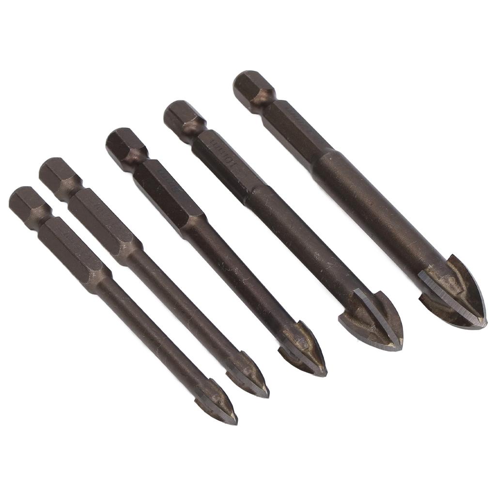 5Pcs Cross Tile Drill Bit Carbide Hex Shank Drills Bits Concrete Hole Opener for Glass Ceramic