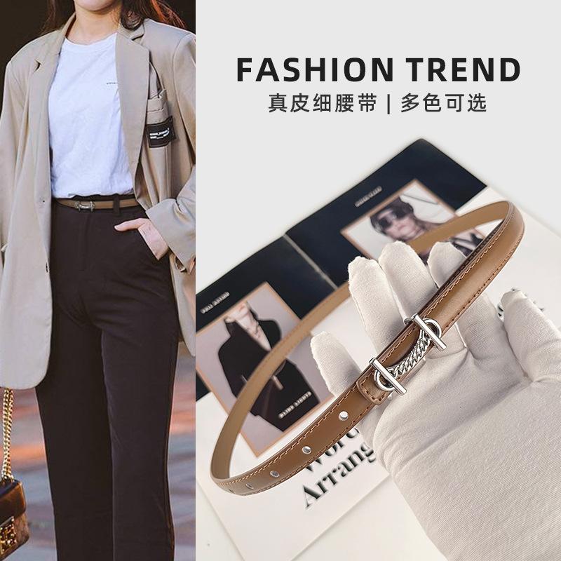 

Leather Women s Thin Waist Belt, Cowhide, Retro, Simple and Fashionable Matching Skirt, Dress, Casual Pants, Belt, Women s Belt 105cm