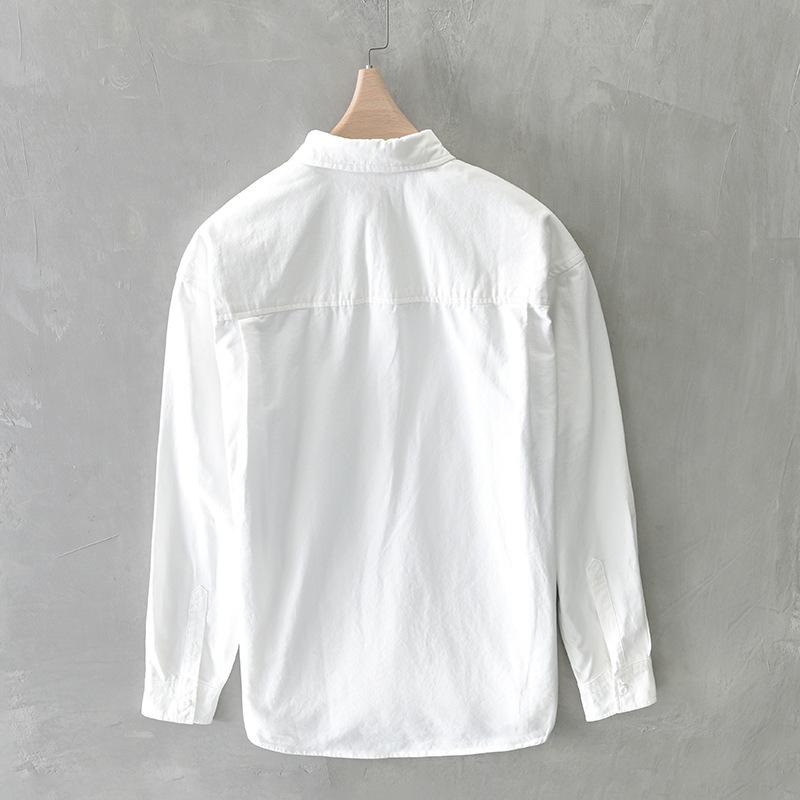 Japanese Style Workwear Men Tops Spring/Autumn Casual Long Sleeve Pure Cotton Loose Shirt Stitching Youth Popular Shirts with Pocket