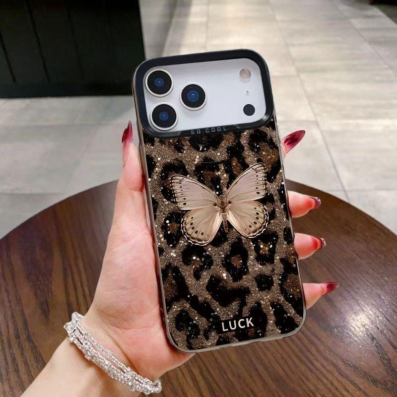 Leopard print butterfly for apple 16promax trend 14 mobile phone case iphone1715pro13 fashion