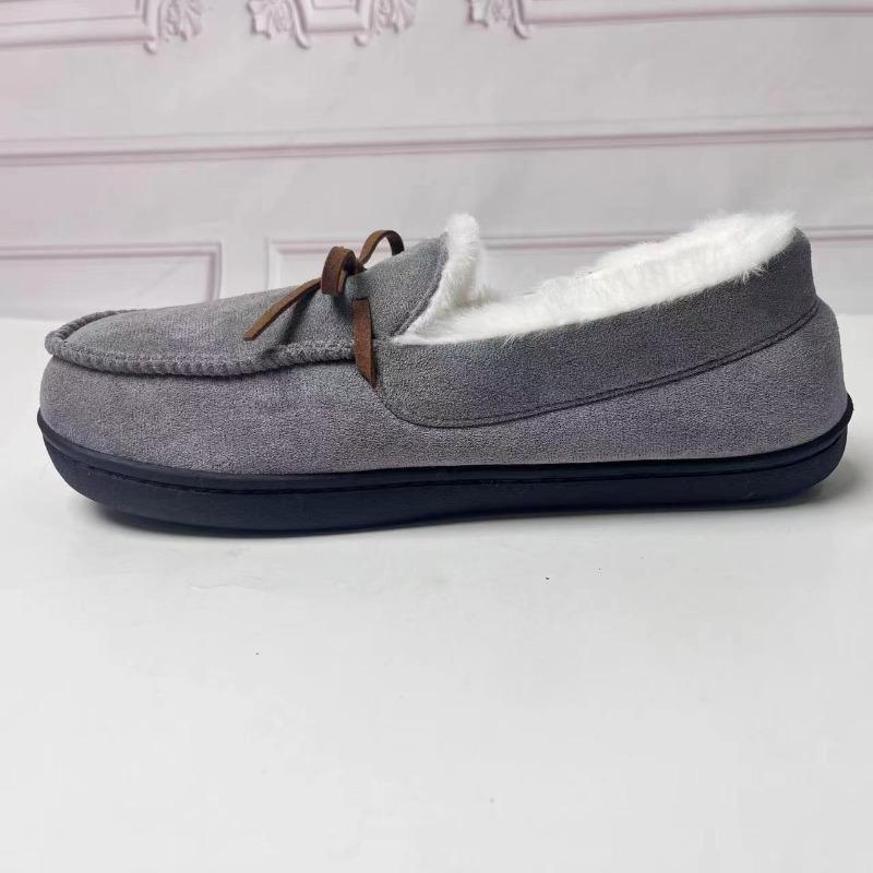 Couple Solid Color Slip On Loafers with Warm Plush Lining Comfortable Non-Slip Rubber Sole Durable House Shoes