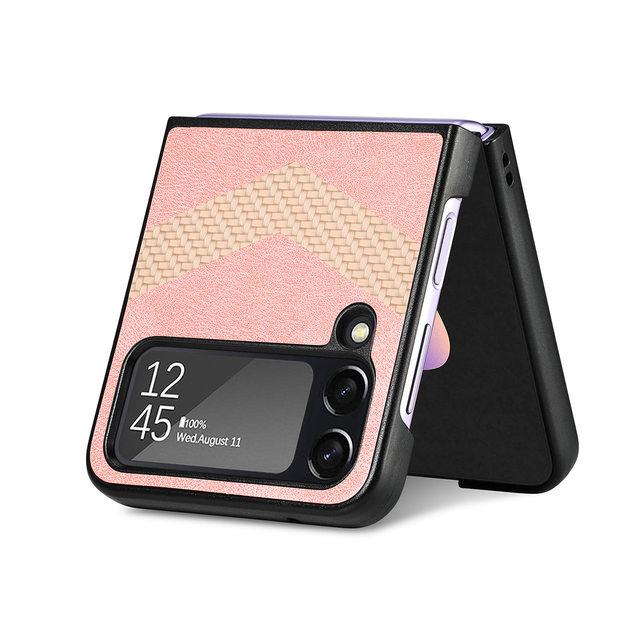 

Матовый кожаный чехол с защитой от падения для Samsung Galaxy Z Flip 4 5g Flip4, тонкая сумка для телефона с защитой от падения for Samsung Z Flip 4 розовый