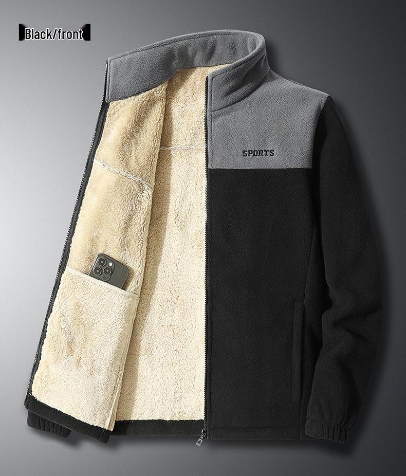 Męska kurtka zimowa plus size z podszewką z polaru – Pogrubiona, ciepła odzież wierzchnia