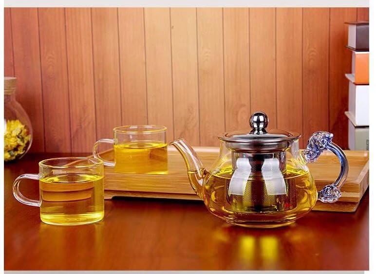 High-boron Heat-resistant Glass Teapot, Suitable for Home or Office Use. Stainless Steel Filter Teapot (400ml - Style 1)