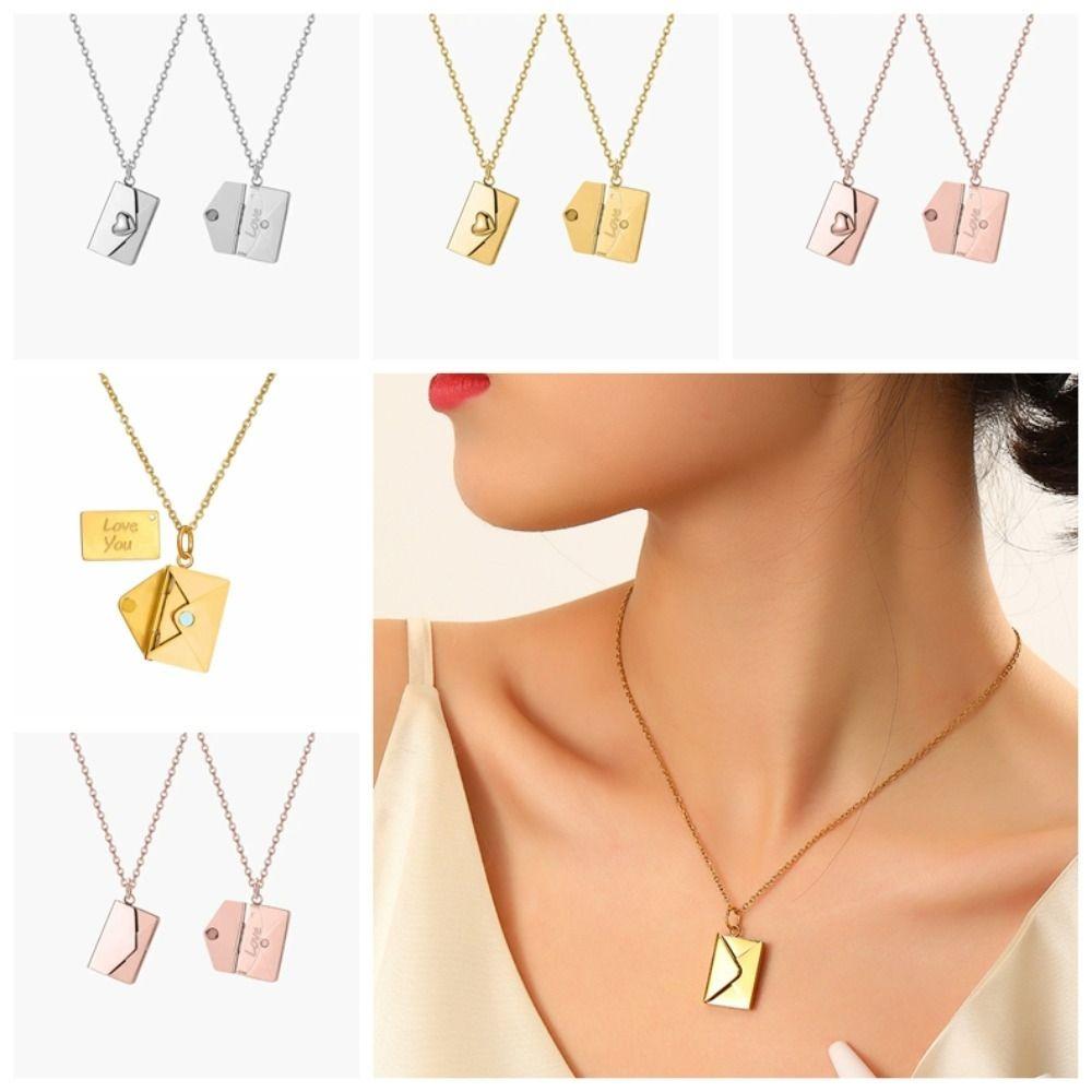 DIY Pendant Sweater Chain Heart Lovers Choker Necklace Fashion Envelope Necklace Couple